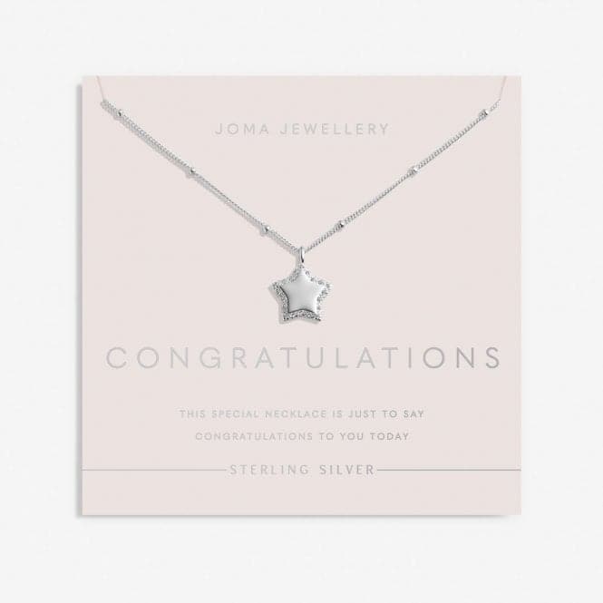 Sterling Silver Congratulations Star Pave 46cm + 5cm Necklace JJS0019Joma JewelleryJJS0019