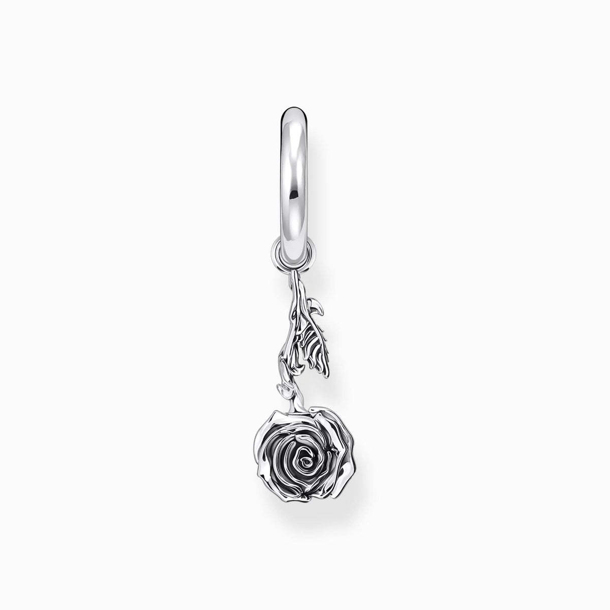 Sterling Silver Creole Midnight Rose Single Earring CR756 - 637 - 21Thomas Sabo Charm Club CharmingCR756 - 637 - 21