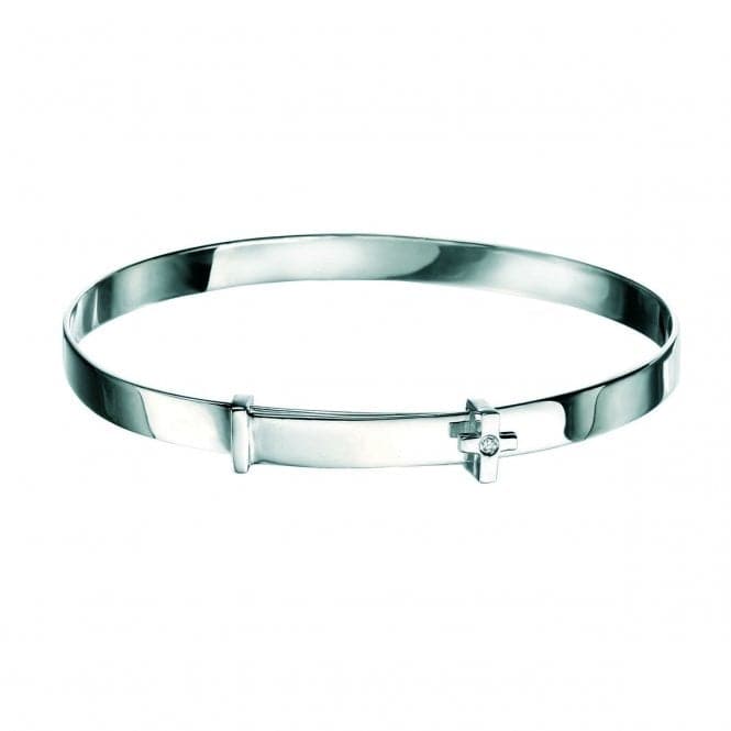 Sterling Silver Cross Baby Bangle B775D for DiamondB775