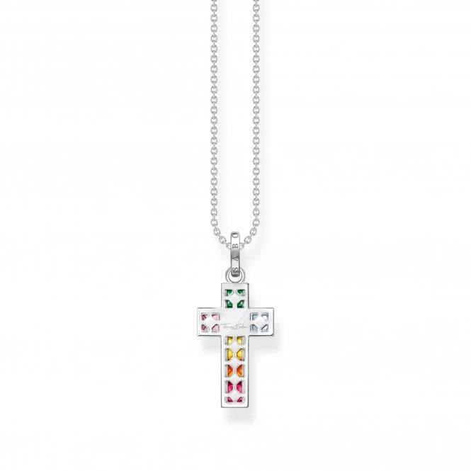 Sterling Silver Cross Colourful Stones Necklace KE2166 - 477 - 7 - L45VThomas Sabo Sterling SilverKE2166 - 477 - 7