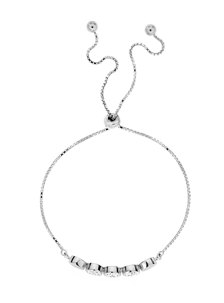 Sterling Silver Crystal Adjustable Box Chain Friendship BraceletThe Fine CollectiveBA0056391