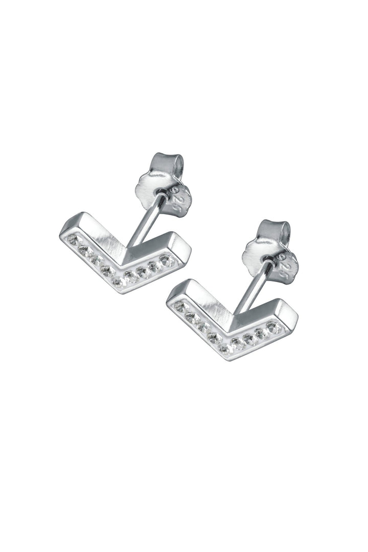 Sterling Silver Crystal Chevron Stud EarringsThe Fine CollectiveBA0064105