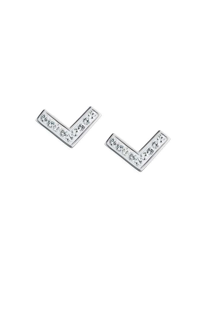 Sterling Silver Crystal Chevron Stud EarringsThe Fine CollectiveBA0064105