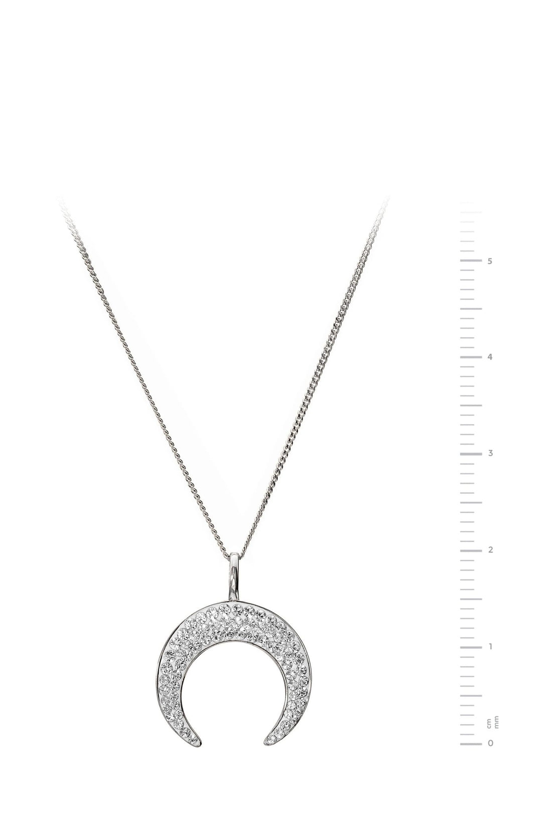 Sterling Silver Crystal Crescent Moon Pendant NecklaceThe Fine CollectiveBA0064109