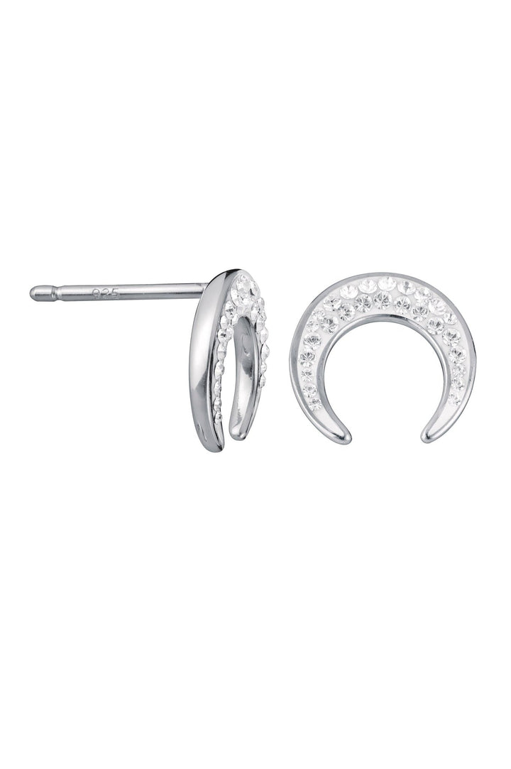 Sterling Silver Crystal Crescent Moon Stud EarringsThe Fine CollectiveBA0064111