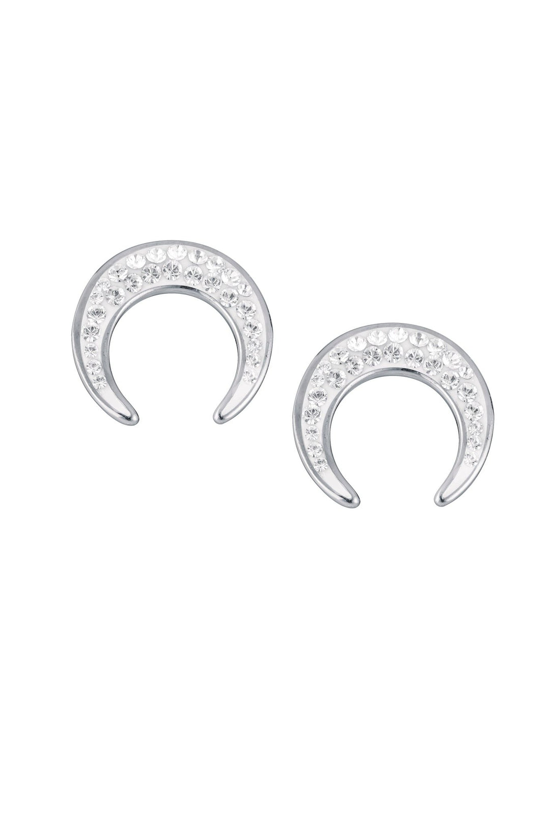 Sterling Silver Crystal Crescent Moon Stud EarringsThe Fine CollectiveBA0064111