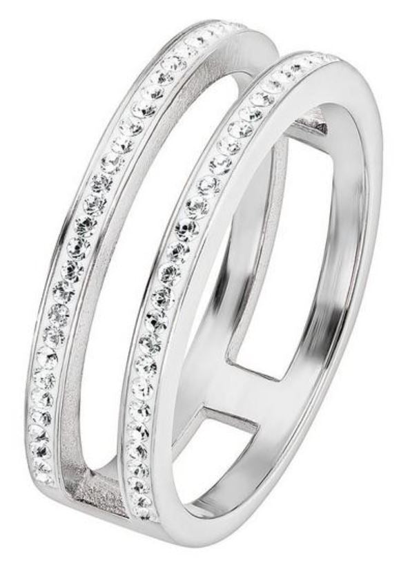 Sterling Silver Crystal Double Band RingThe Fine CollectiveBA0064038 - L