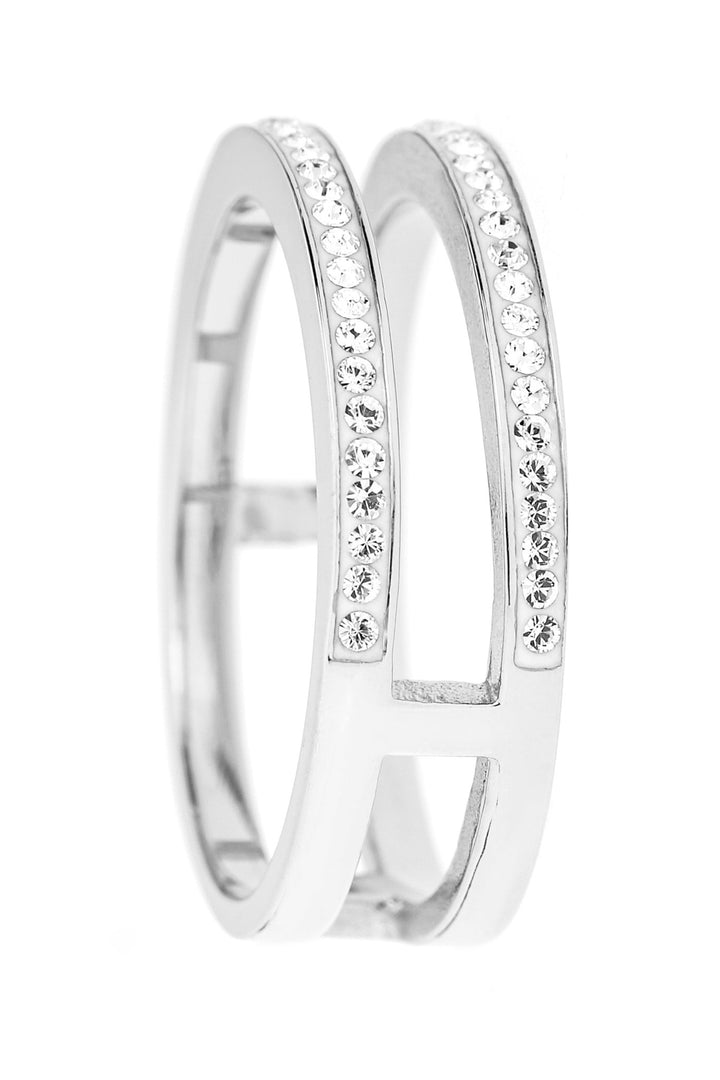 Sterling Silver Crystal Double Band RingThe Fine CollectiveBA0064038 - L