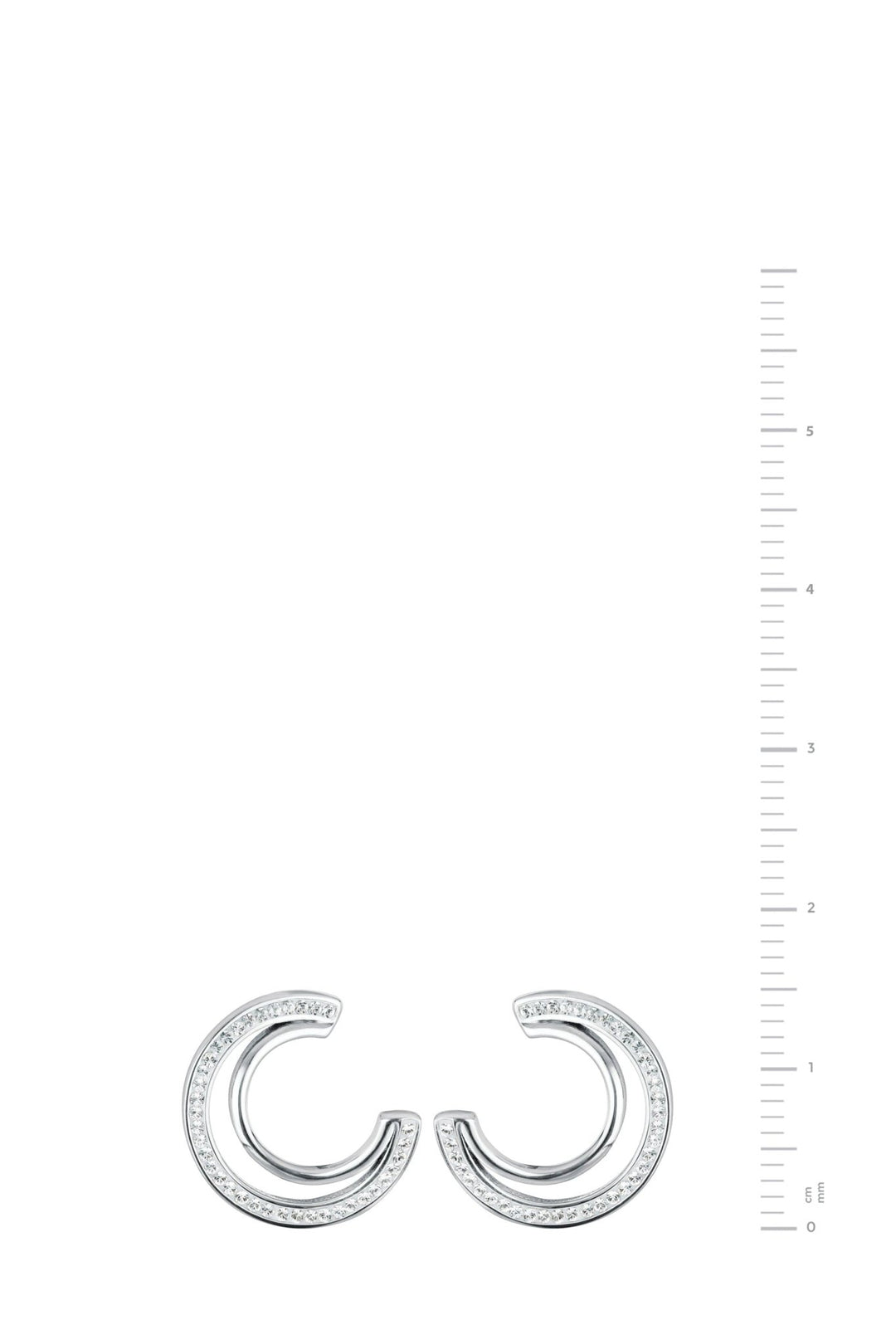 Sterling Silver Crystal Double Crescent Stud EarringsThe Fine CollectiveBA0050492