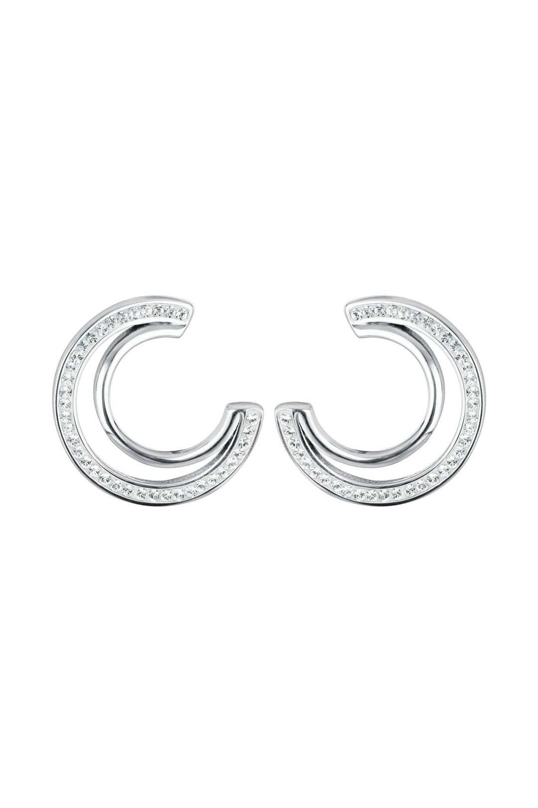 Sterling Silver Crystal Double Crescent Stud EarringsThe Fine CollectiveBA0050492