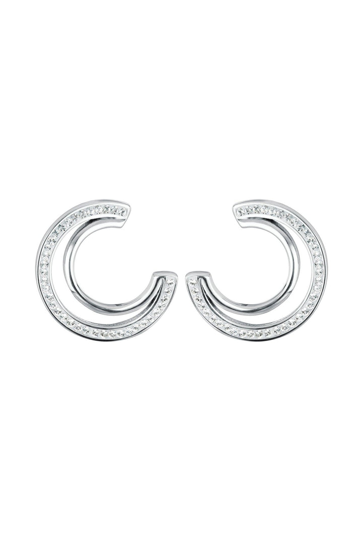 Sterling Silver Crystal Double Crescent Stud EarringsThe Fine CollectiveBA0050492