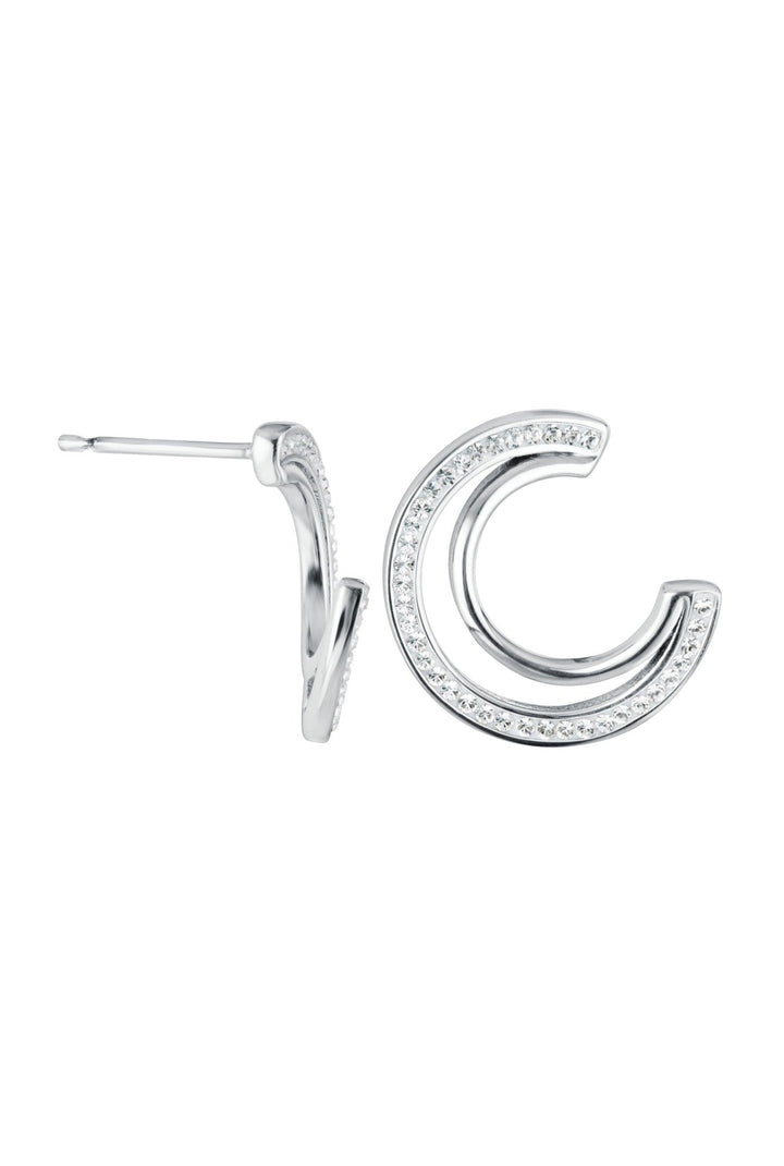 Sterling Silver Crystal Double Crescent Stud EarringsThe Fine CollectiveBA0050492