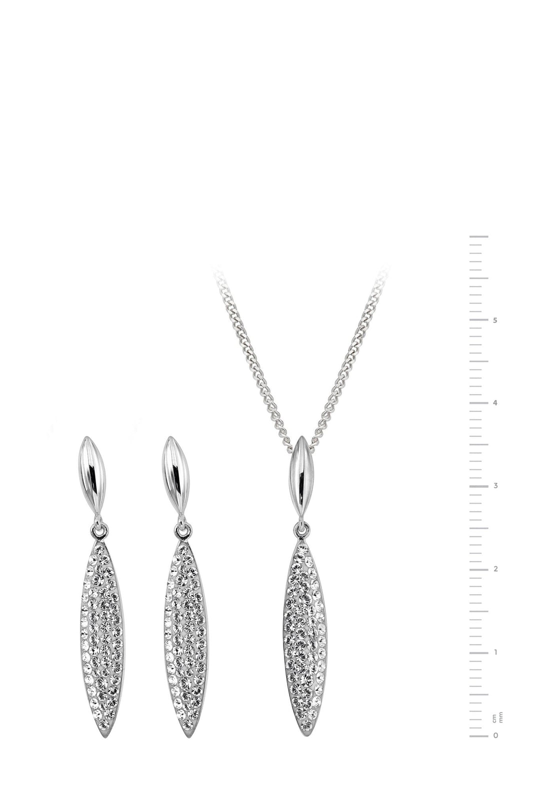 Sterling Silver Crystal Drop Pendant Necklace & Earrings SetThe Fine CollectiveBA0072516