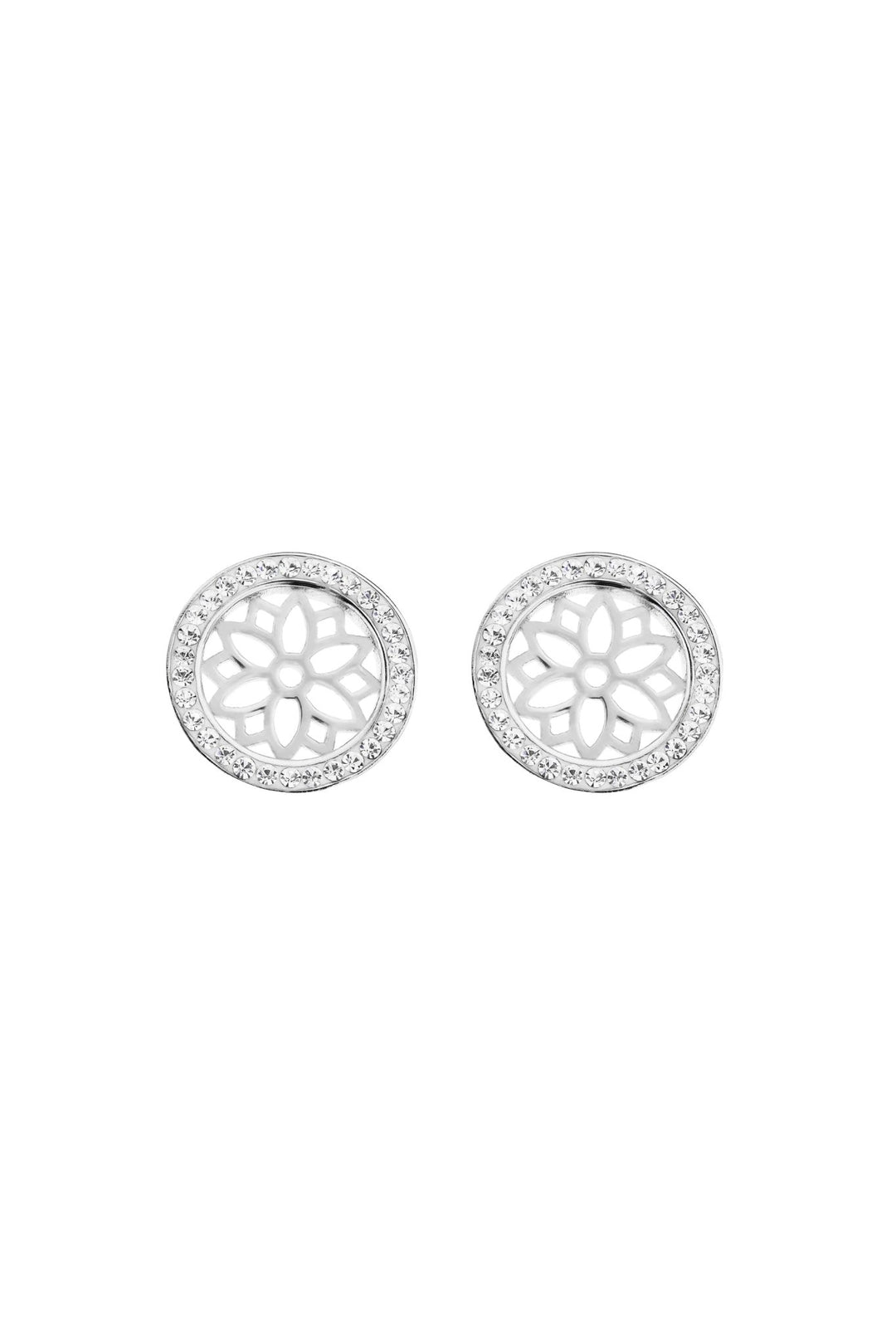 Sterling Silver Crystal Filigree 10mm Disc Stud EarringsThe Fine CollectiveBA0060620