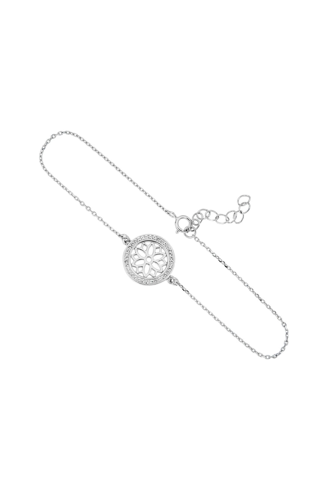 Sterling Silver Crystal Filigree Disc BraceletThe Fine CollectiveBA0055504