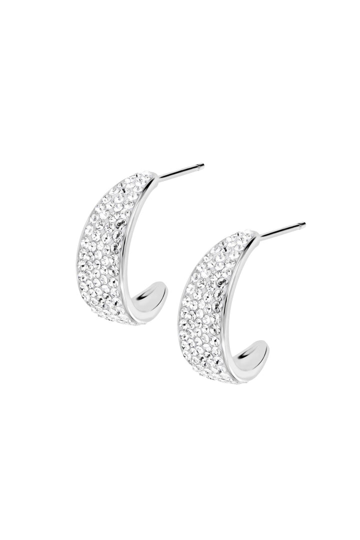 Sterling Silver Crystal Half Hoop Stud EarringsThe Fine CollectiveBA0057817