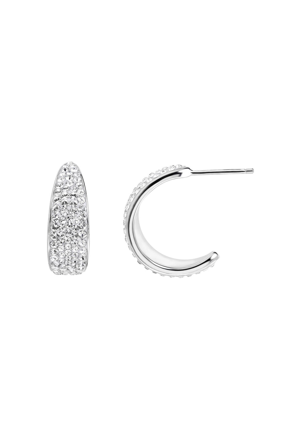 Sterling Silver Crystal Half Hoop Stud EarringsThe Fine CollectiveBA0057817