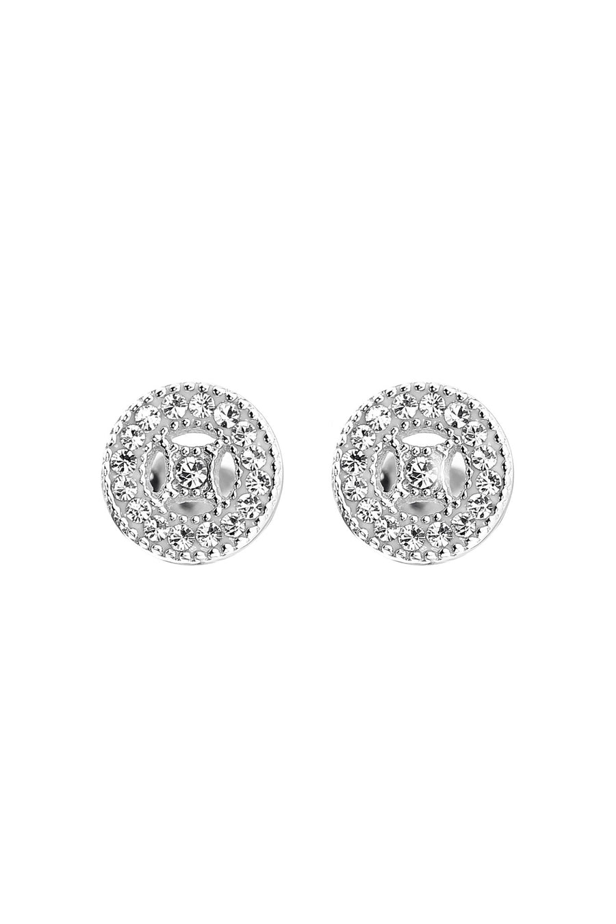 Sterling Silver Crystal Round 7.5mm Milgrain Stud EarringsThe Fine CollectiveBA0051338