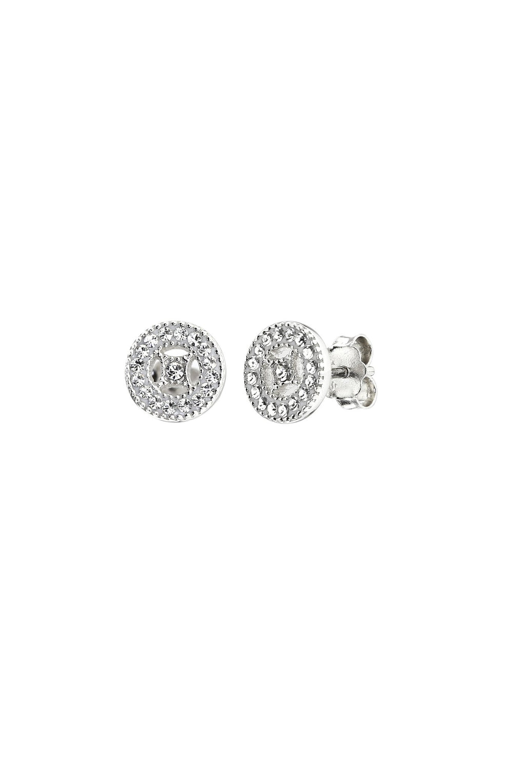 Sterling Silver Crystal Round 7.5mm Milgrain Stud EarringsThe Fine CollectiveBA0051338