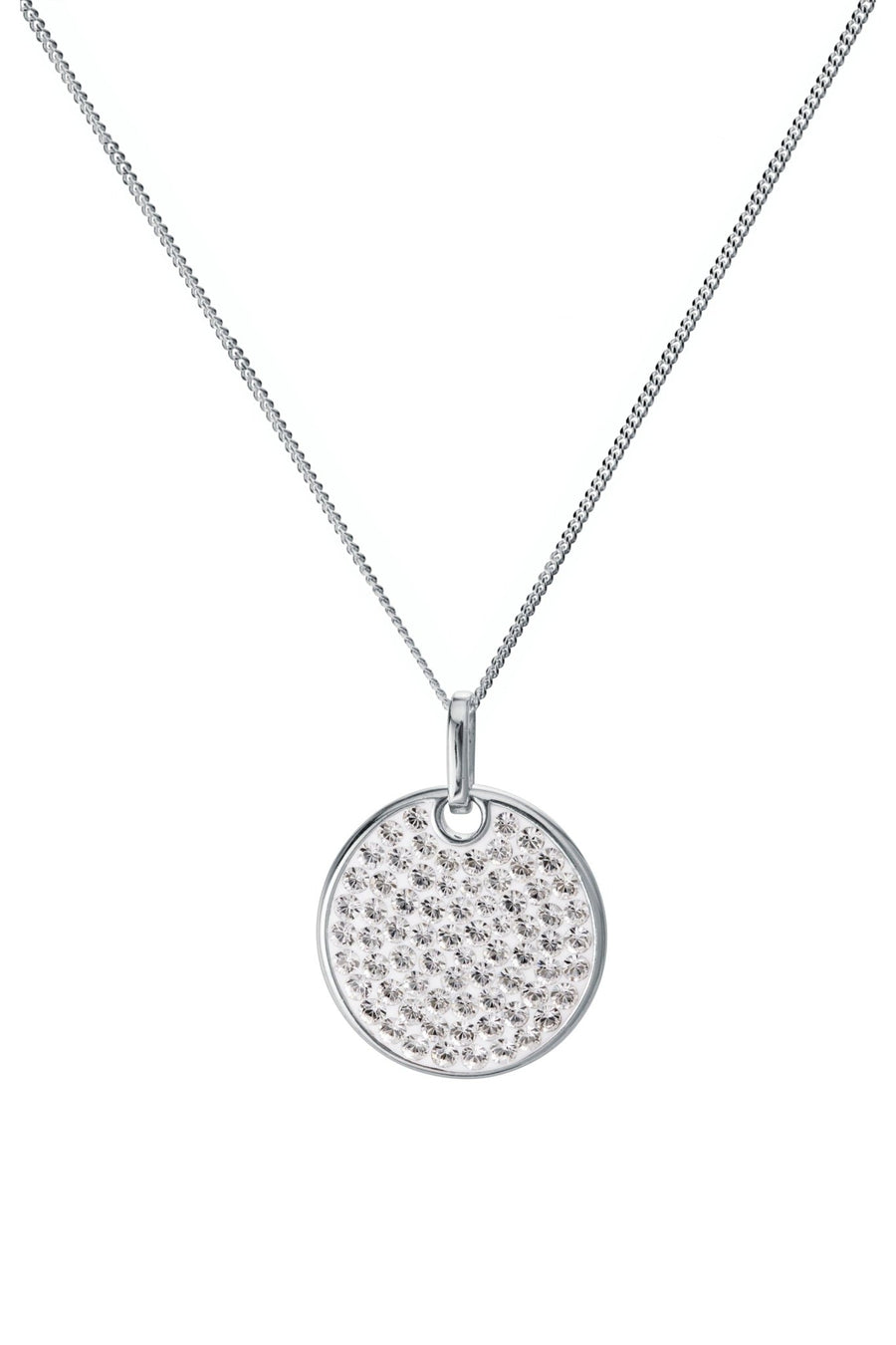 Sterling Silver Crystal Round Mother of Pearl Pendant NecklaceThe Fine CollectiveBA0063465