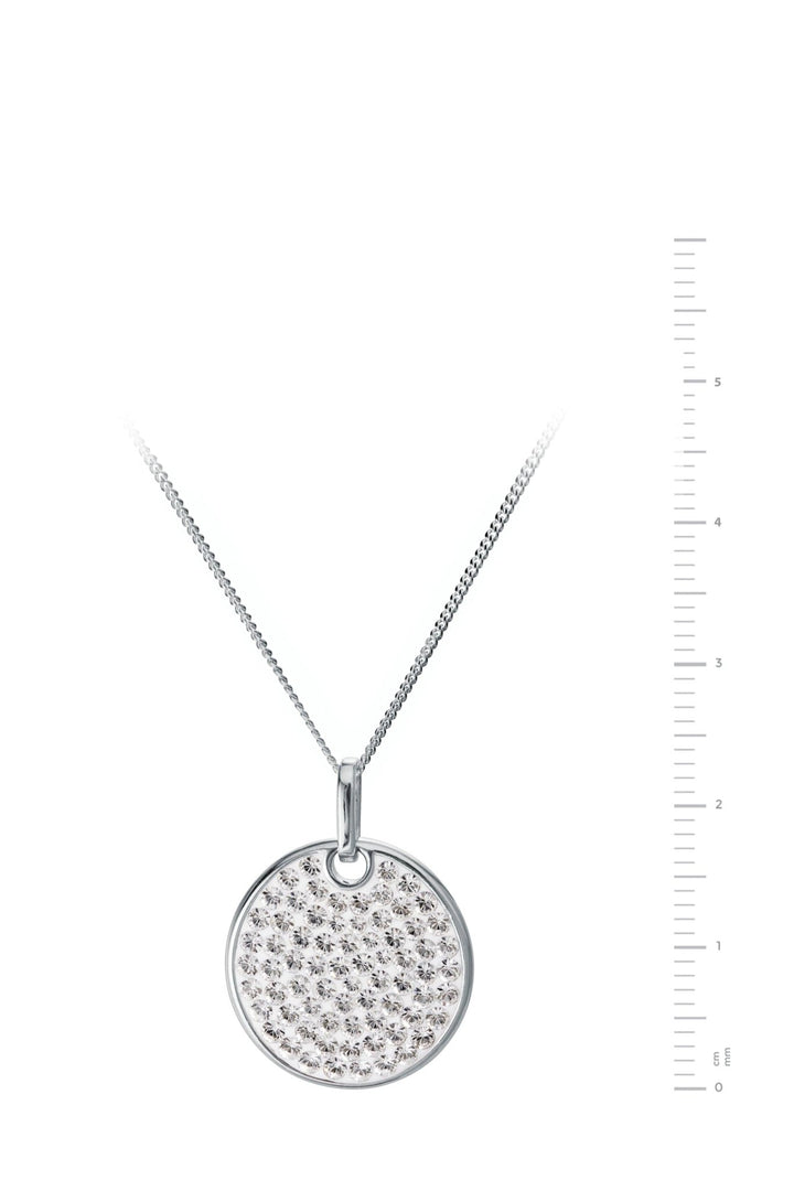 Sterling Silver Crystal Round Mother of Pearl Pendant NecklaceThe Fine CollectiveBA0063465