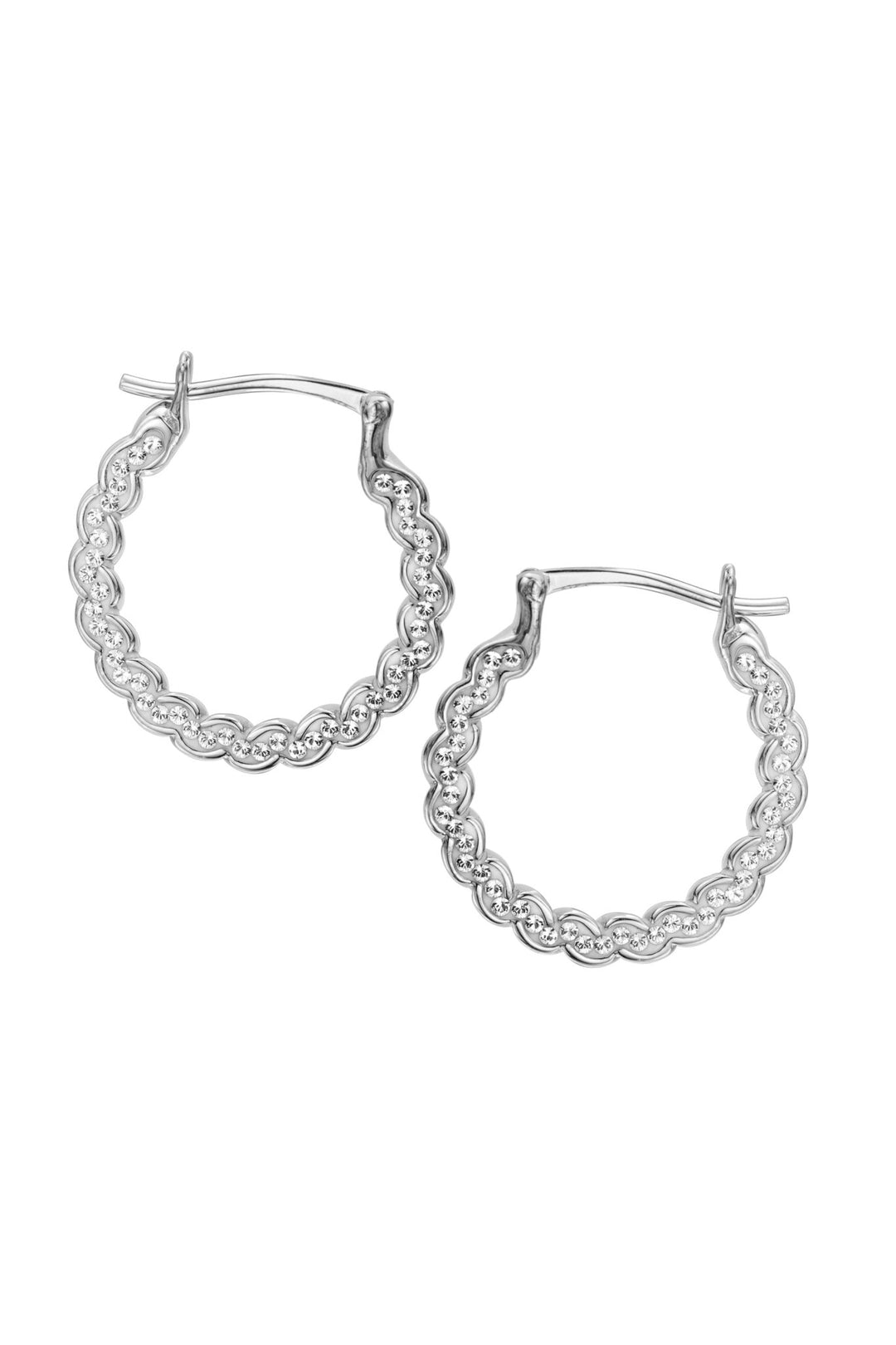 Sterling Silver Crystal Swirl 19mm Hoop EarringsThe Fine CollectiveBA0064088