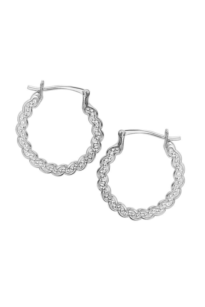 Sterling Silver Crystal Swirl 19mm Hoop EarringsThe Fine CollectiveBA0064088