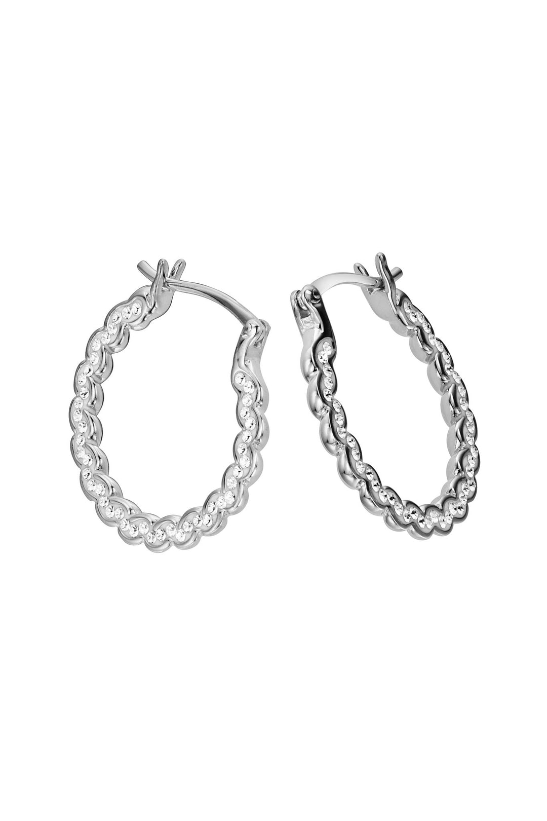 Sterling Silver Crystal Swirl 19mm Hoop EarringsThe Fine CollectiveBA0064088