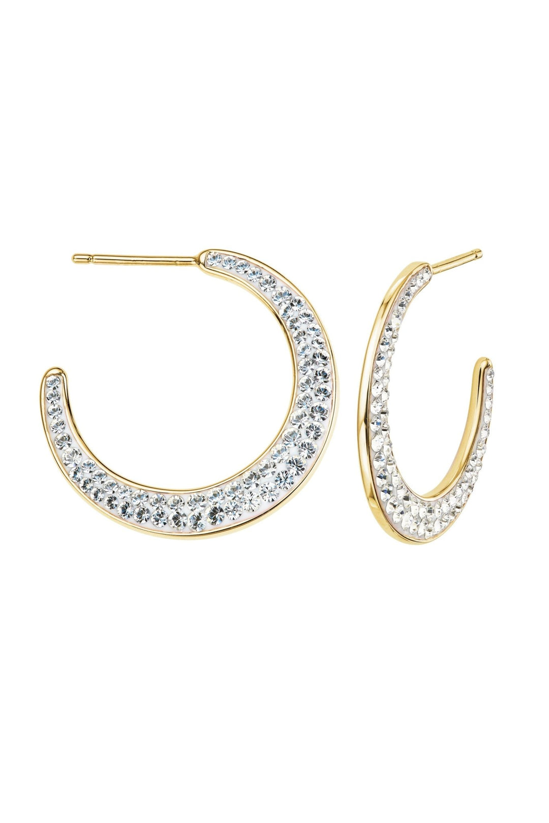 Sterling Silver Crystal Tapered Hoop Stud EarringsThe Fine CollectiveBA0059798