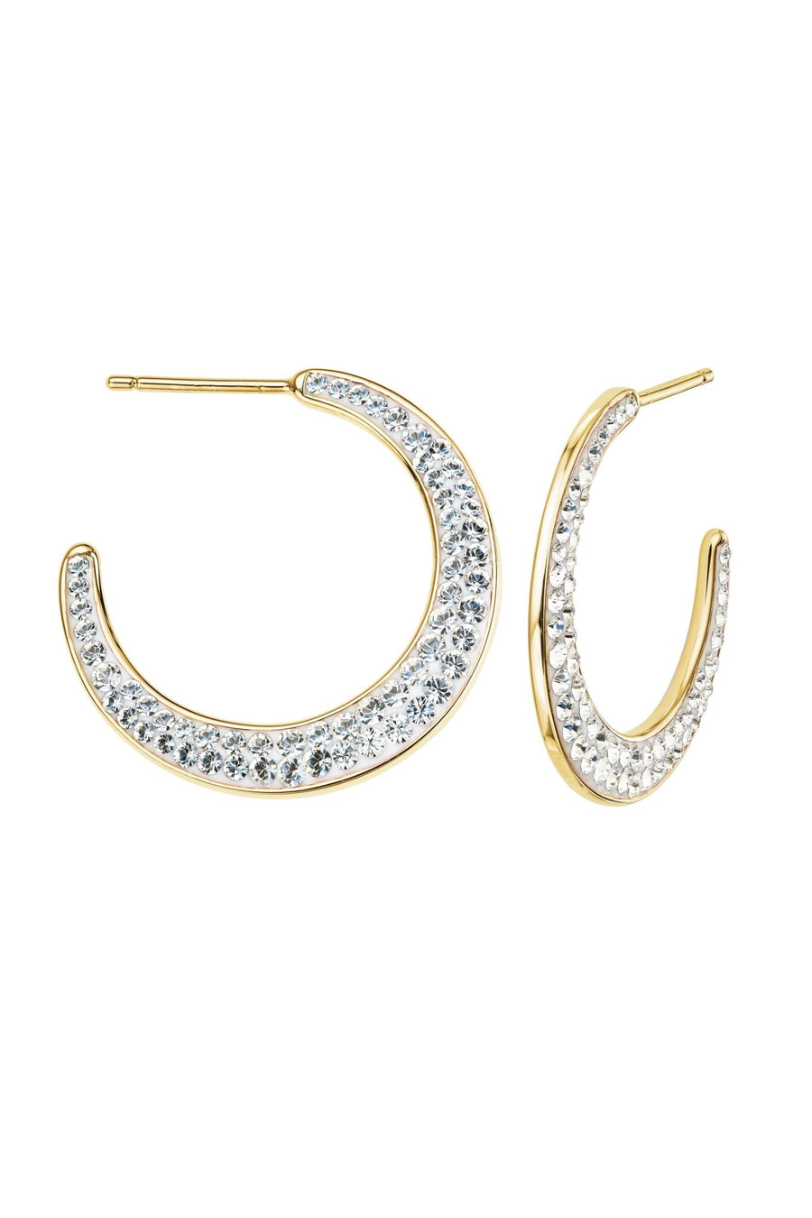 Sterling Silver Crystal Tapered Hoop Stud EarringsThe Fine CollectiveBA0059798