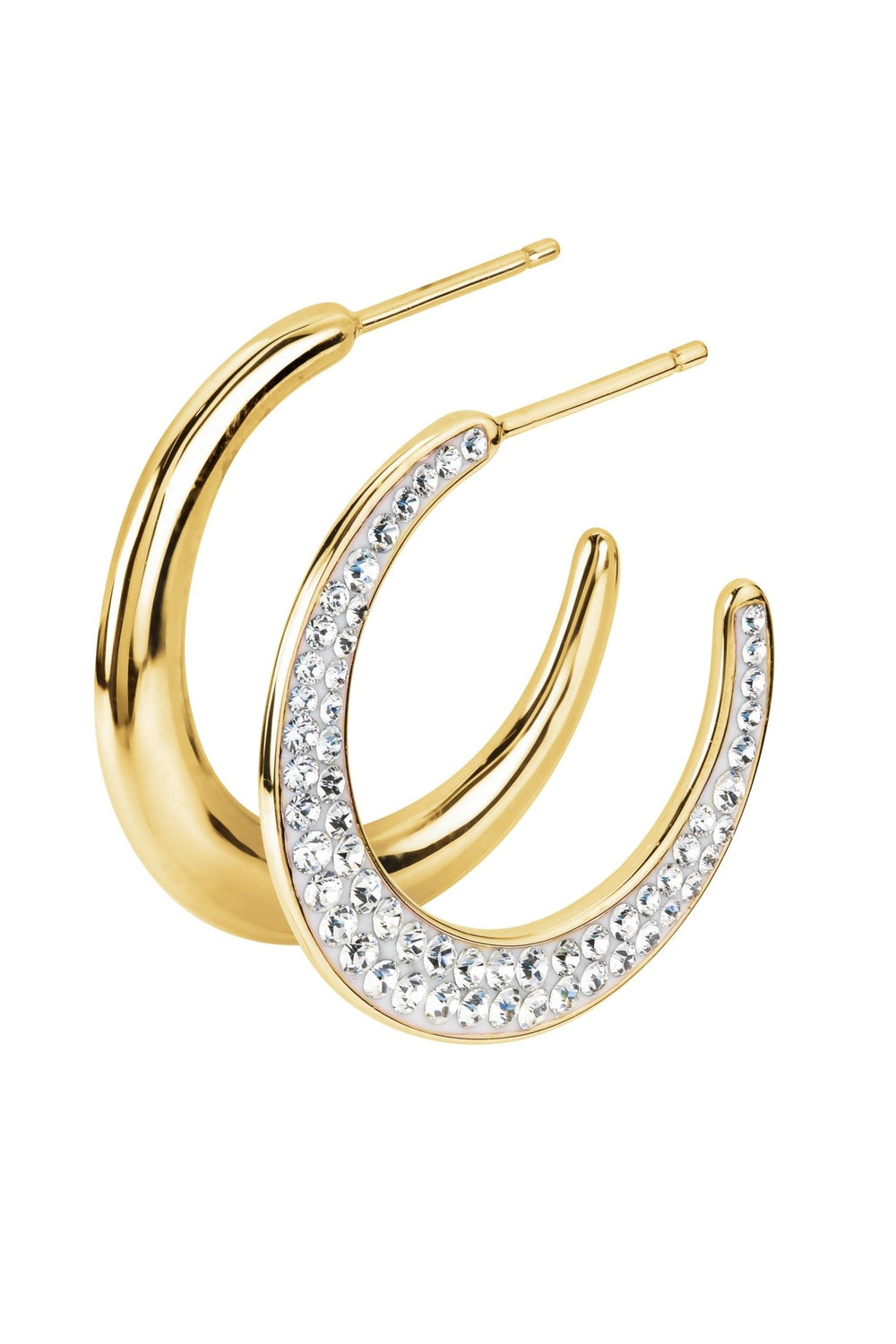 Sterling Silver Crystal Tapered Hoop Stud EarringsThe Fine CollectiveBA0059798