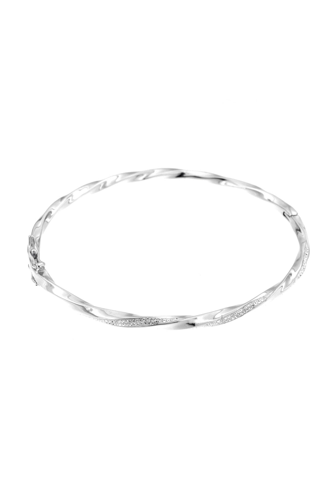 Sterling Silver Crystal Twisted Hinged BangleThe Fine CollectiveBA0039881