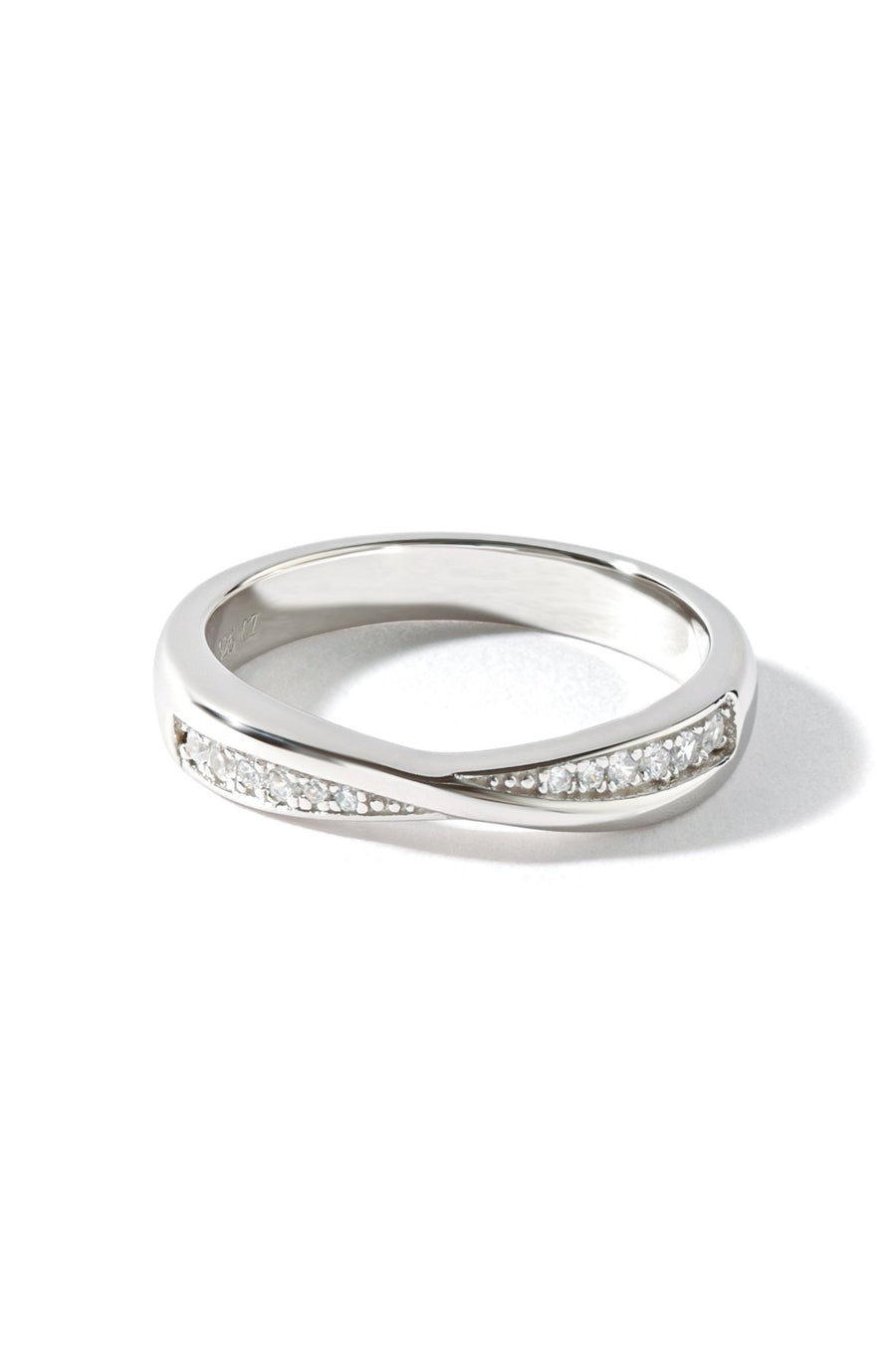 Sterling Silver Cubic Zirconia Crossover Half Eternity RingThe Fine CollectiveBA0042938 - Q