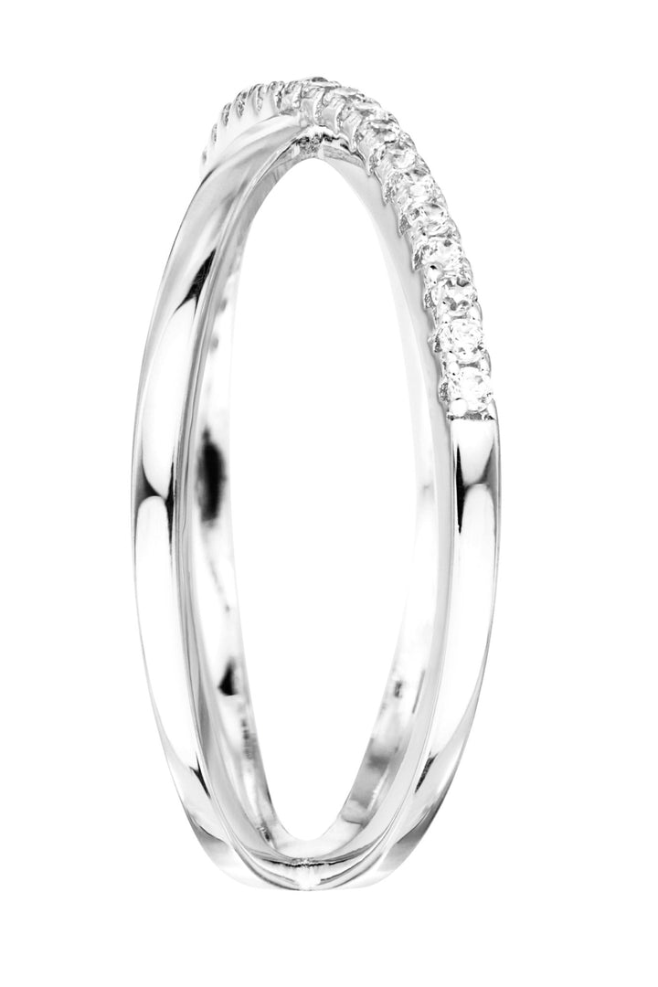 Sterling Silver Cubic Zirconia Crossover RingThe Fine CollectiveBA0050363 - N