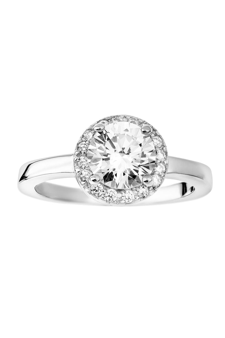 Sterling Silver Cubic Zirconia Halo RingThe Fine CollectiveBA0052038 - L