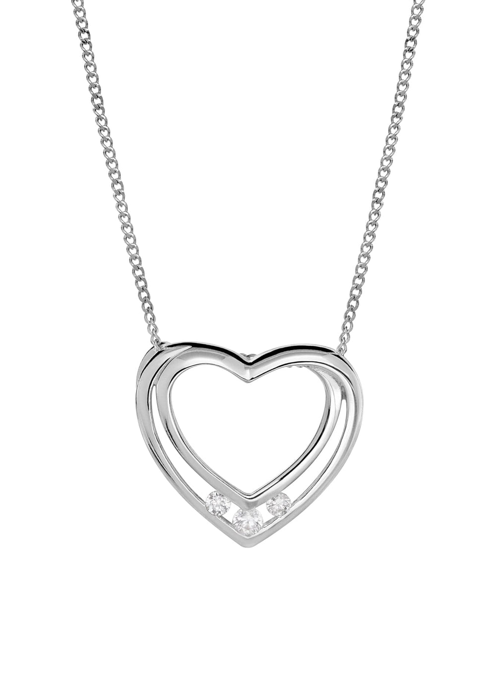 Sterling Silver Cubic Zirconia Heart Pendant Necklace "Happy Birthday" Greeting CardThe Fine CollectiveBA0040341