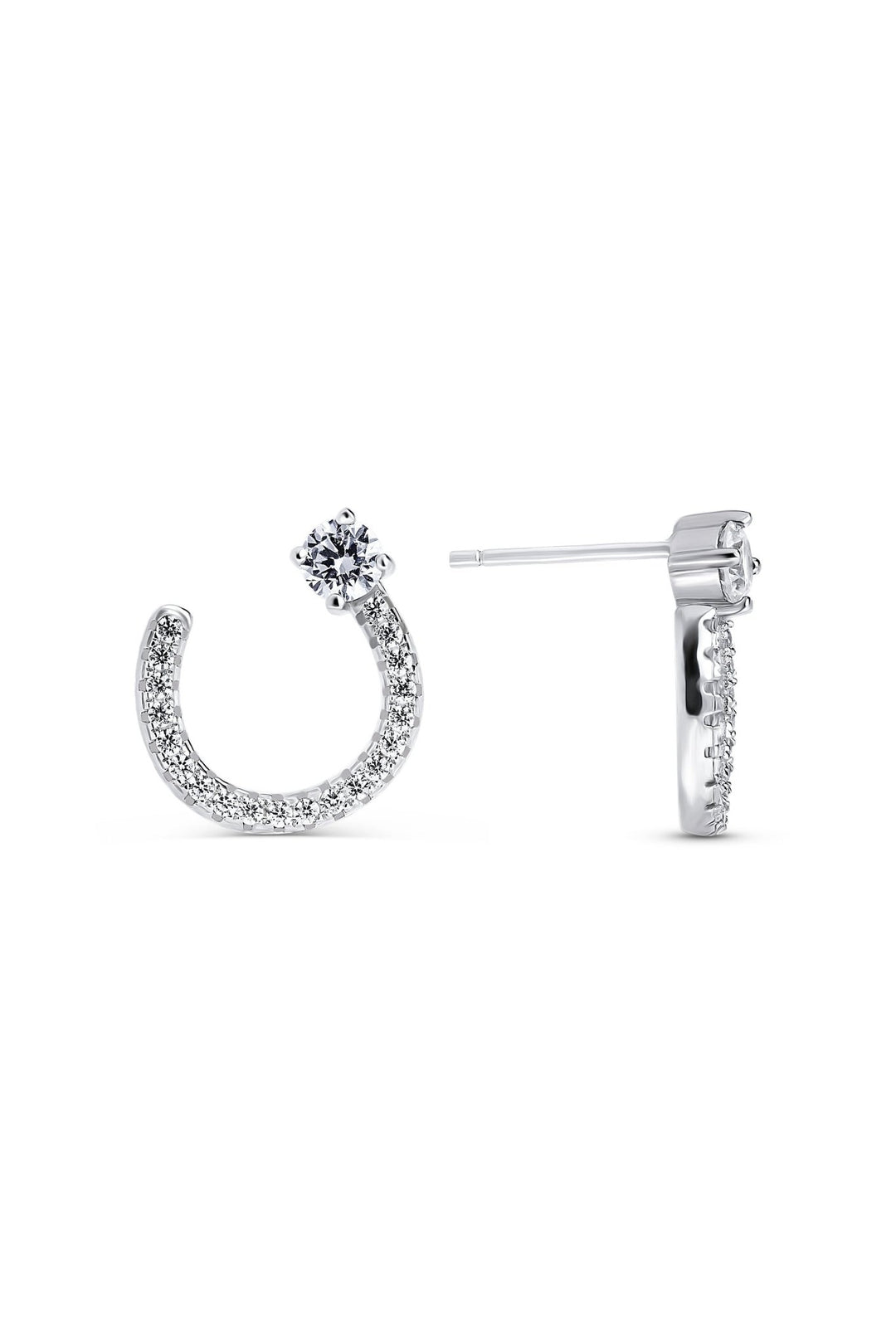 Sterling Silver Cubic Zirconia Horseshoe Stud EarringsThe Fine CollectiveBA0061094