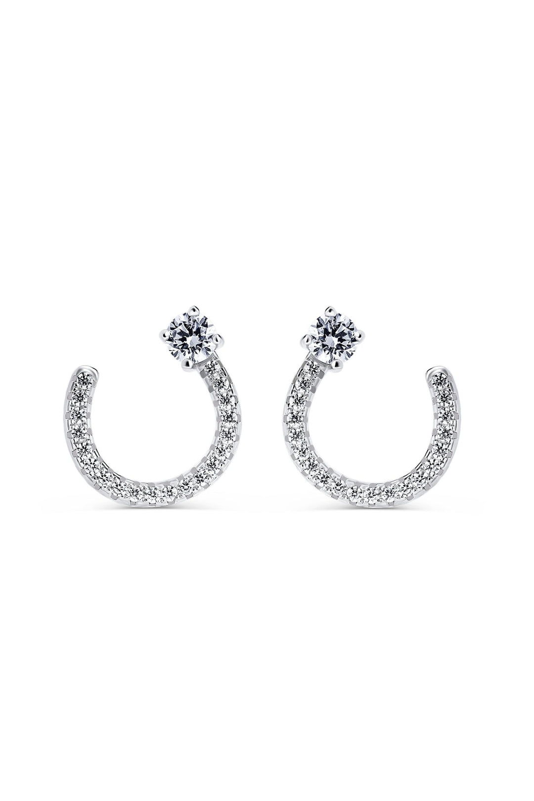 Sterling Silver Cubic Zirconia Horseshoe Stud EarringsThe Fine CollectiveBA0061094