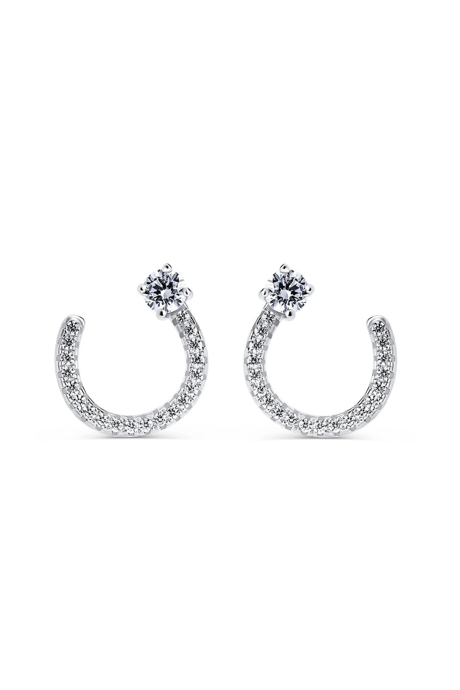 Sterling Silver Cubic Zirconia Horseshoe Stud EarringsThe Fine CollectiveBA0061094