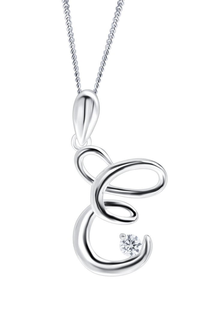 Sterling Silver Cubic Zirconia Initial Pendant NecklaceThe Fine CollectiveBA0041434 - D