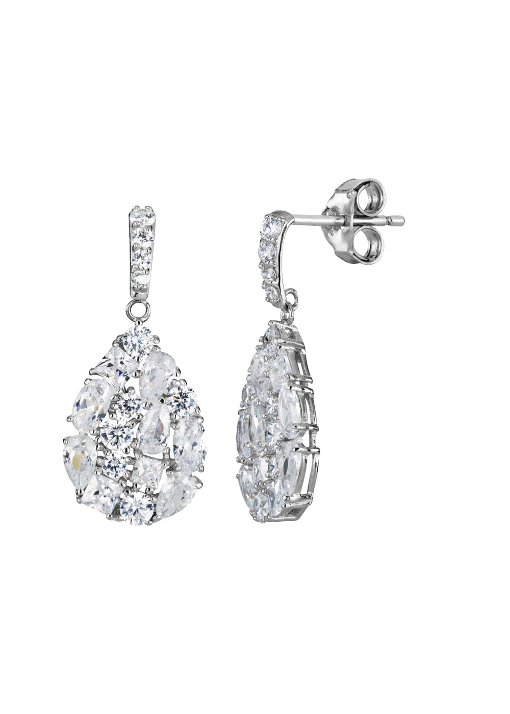 Sterling Silver Cubic Zirconia Mixed Cut Teardrop Stud EarringsThe Fine CollectiveBA0054948