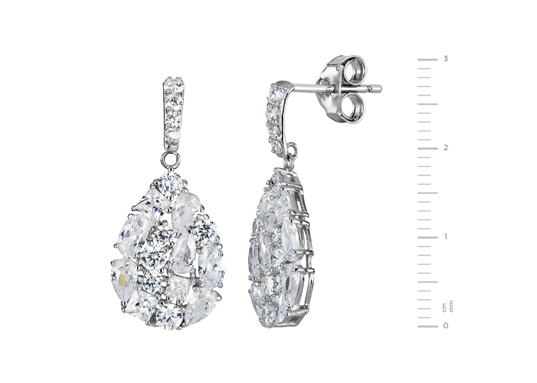 Sterling Silver Cubic Zirconia Mixed Cut Teardrop Stud EarringsThe Fine CollectiveBA0054948