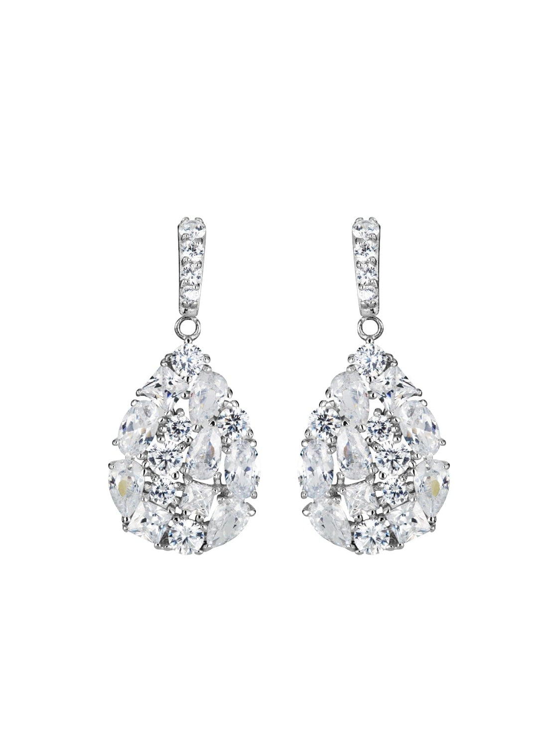 Sterling Silver Cubic Zirconia Mixed Cut Teardrop Stud EarringsThe Fine CollectiveBA0054948