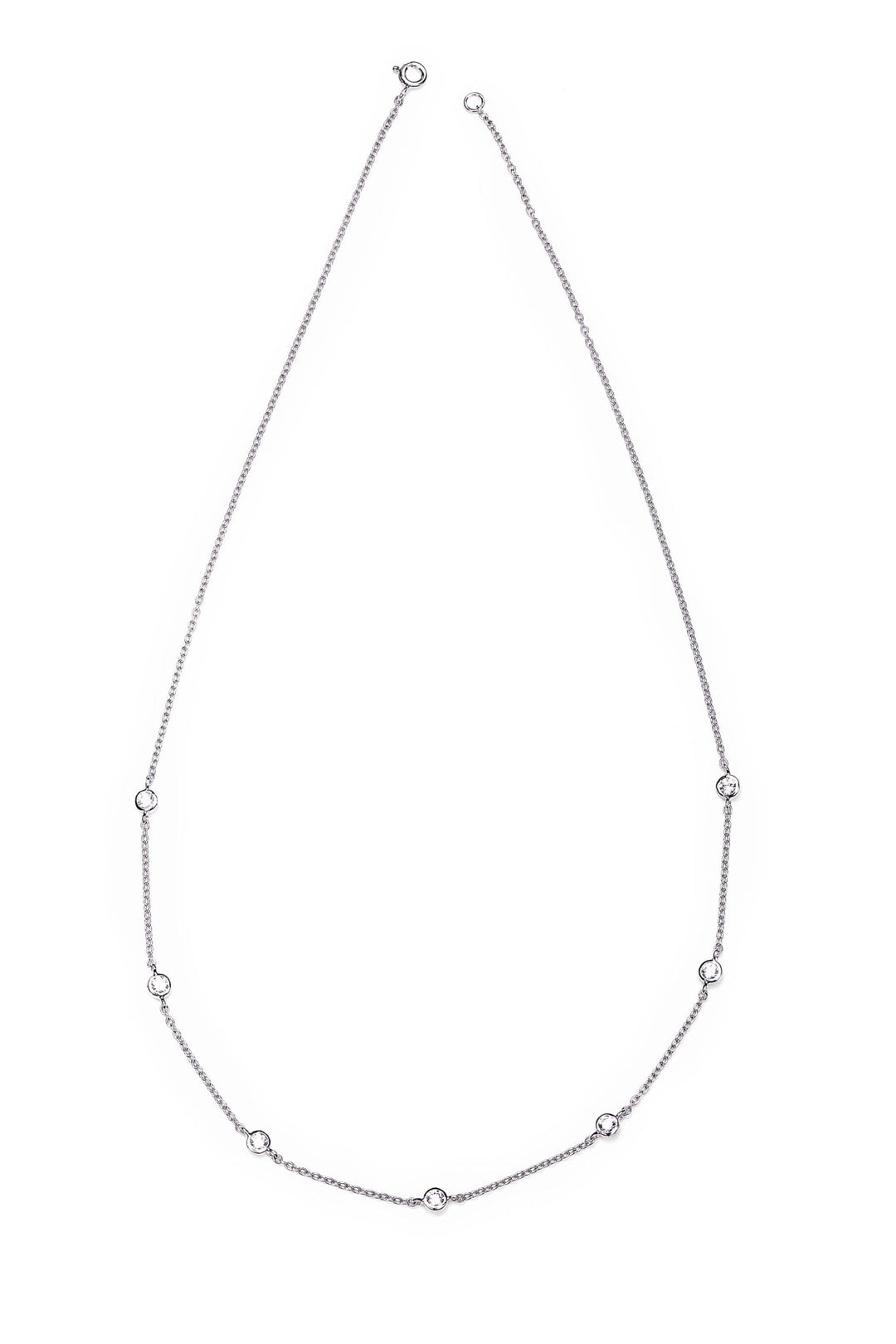 Sterling Silver Cubic Zirconia Station NecklaceThe Fine CollectiveBA0052707