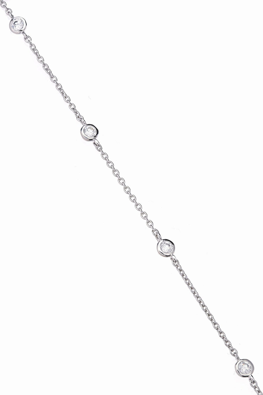 Sterling Silver Cubic Zirconia Station NecklaceThe Fine CollectiveBA0052707