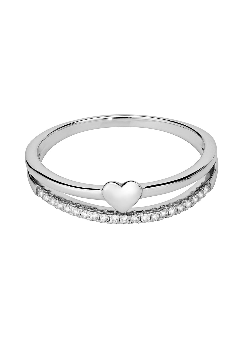 Sterling Silver Cubic Zirconia Two Row Heart RingThe Fine CollectiveBA0056157 - P