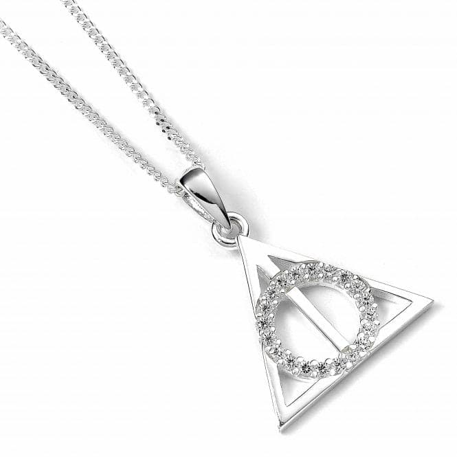 Sterling Silver Deathly Hallows Necklace With Claw Set CrystalsHarry PotterBHPSN002