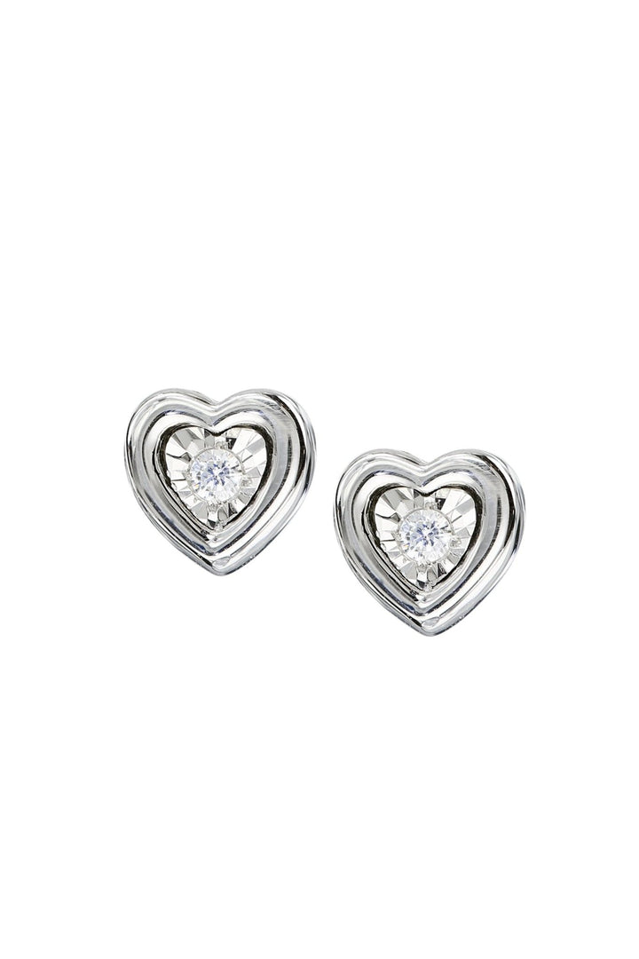 Sterling Silver Diamond Heart EarringsThe Fine CollectiveBA0071247