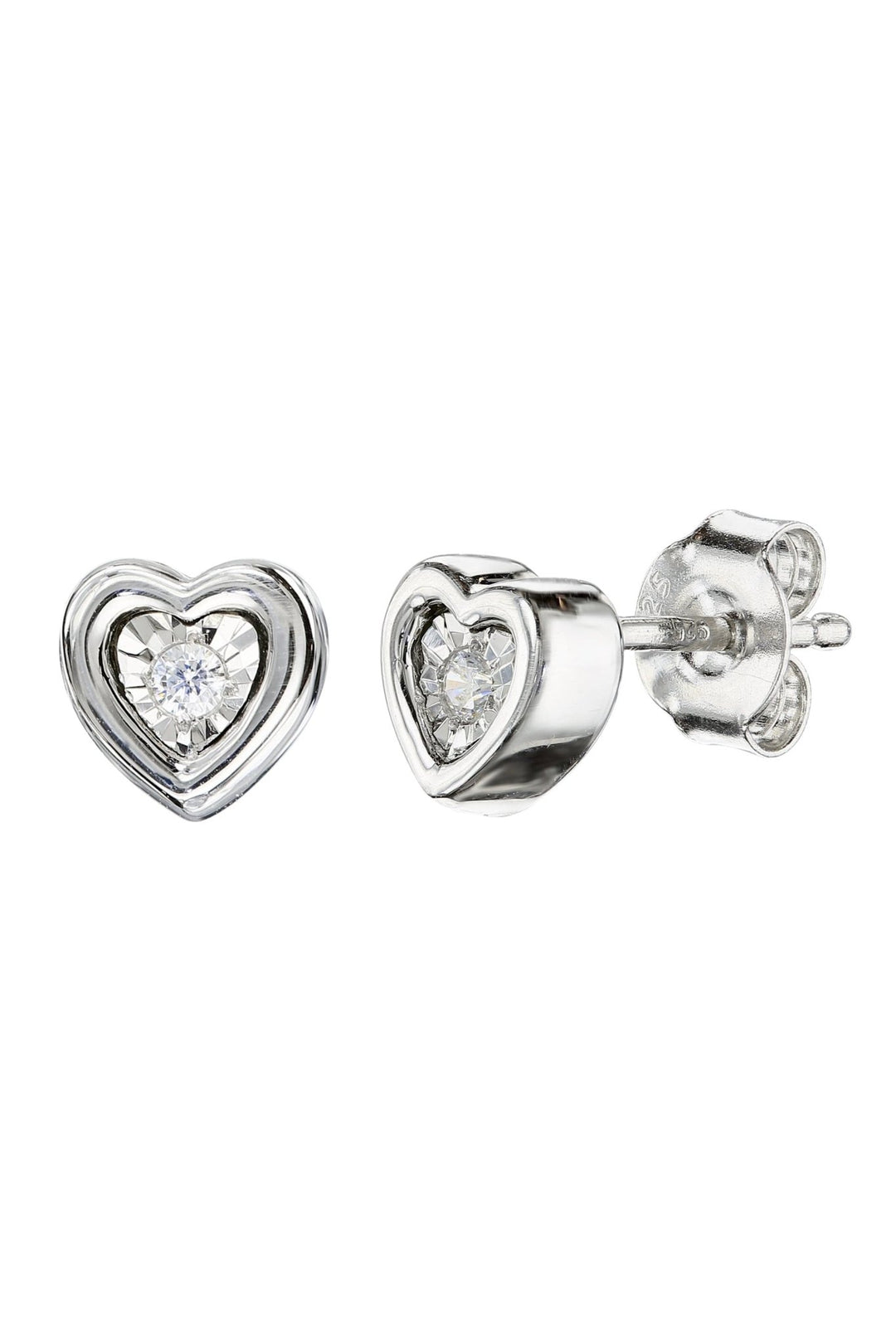 Sterling Silver Diamond Heart EarringsThe Fine CollectiveBA0071247