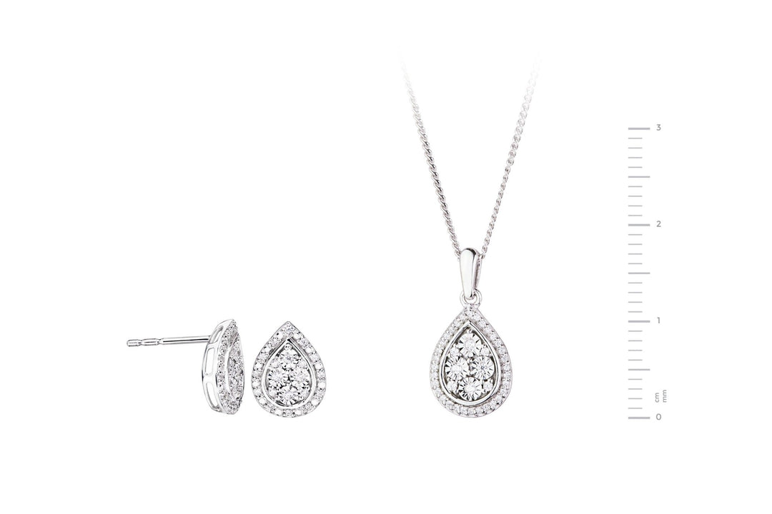 Sterling Silver Diamond Pear Earring and Pendant SetThe Fine CollectiveBA0060931